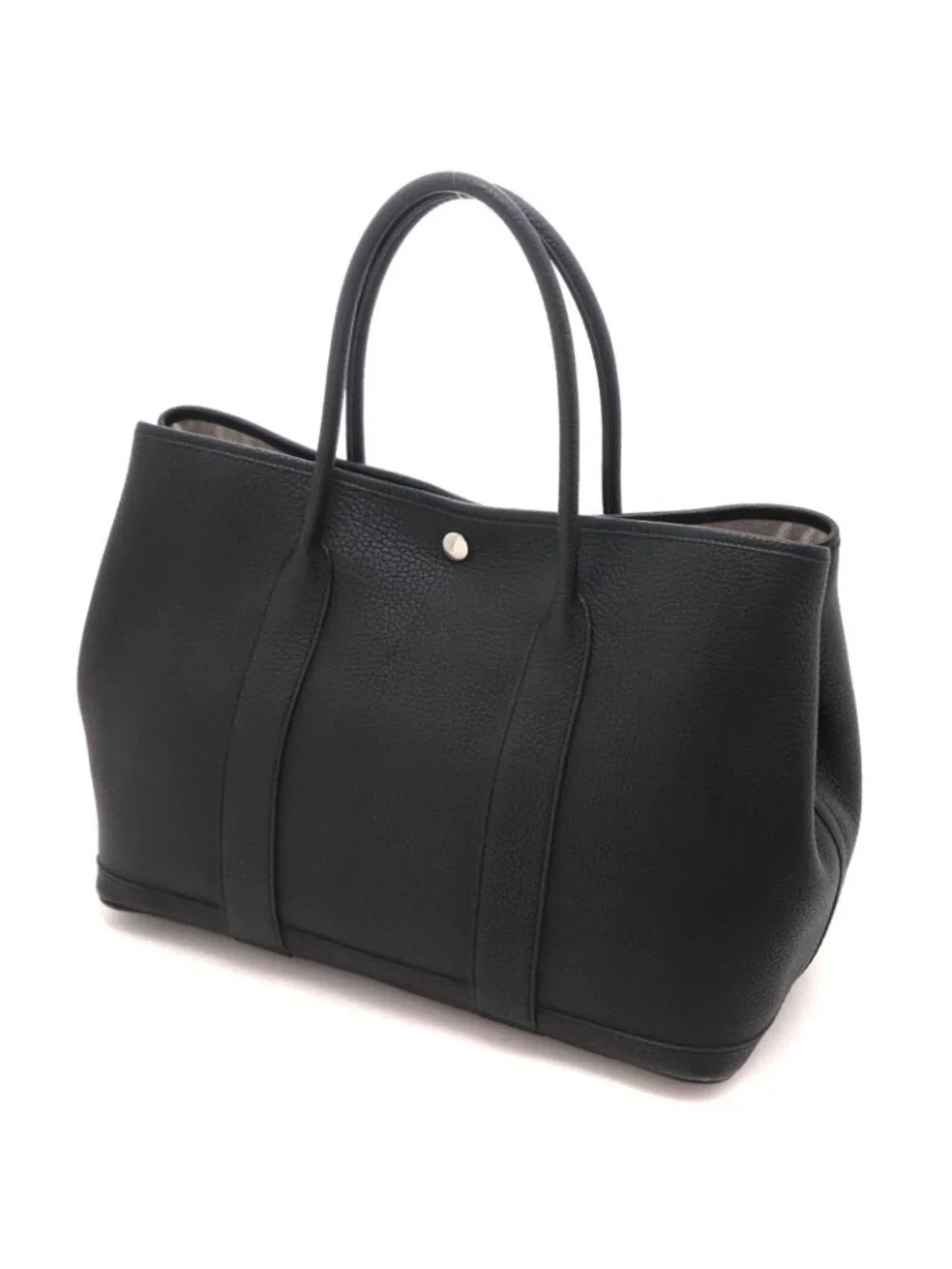 Hermes Garden Party PM Black Silver Handbag Leather